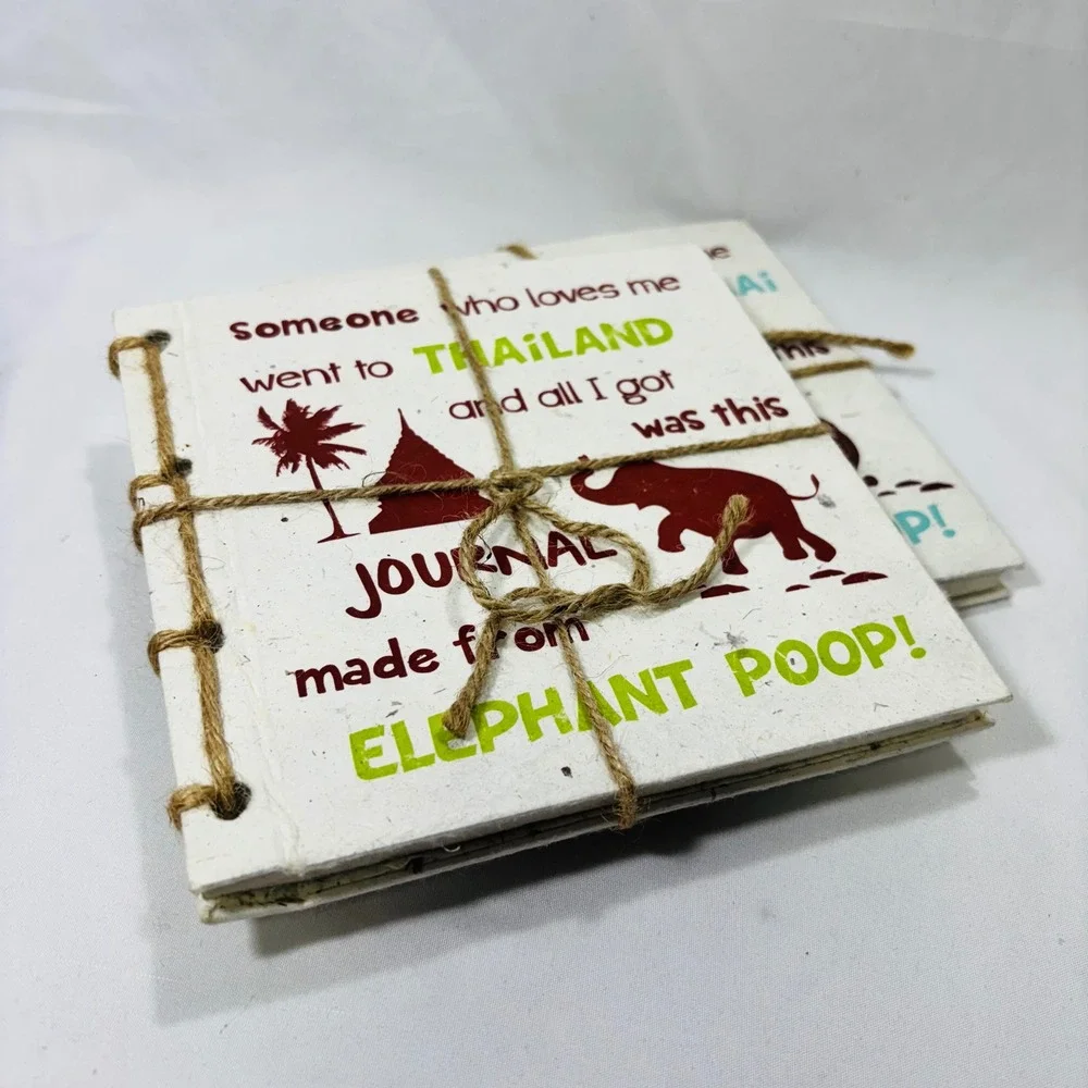 Elephant POOPOOPAPER Park Thailand Chiang Mai Recycled Fiber Journals Set of 2